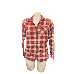 Women's Burton Red Plaid Button Down Shirt S